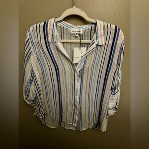NWT Bella Dahl Striped Button Down Rayon Shirt Sun Valley S